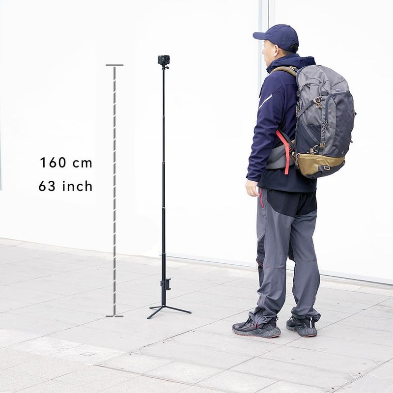 MAXCAM Selfie Stick Tripod Extension Rod for DJI Osmo Action 5/4/3, 150CM Aluminum Alloy Extension Rod + Aluminum Alloy Tripod. - Image 3